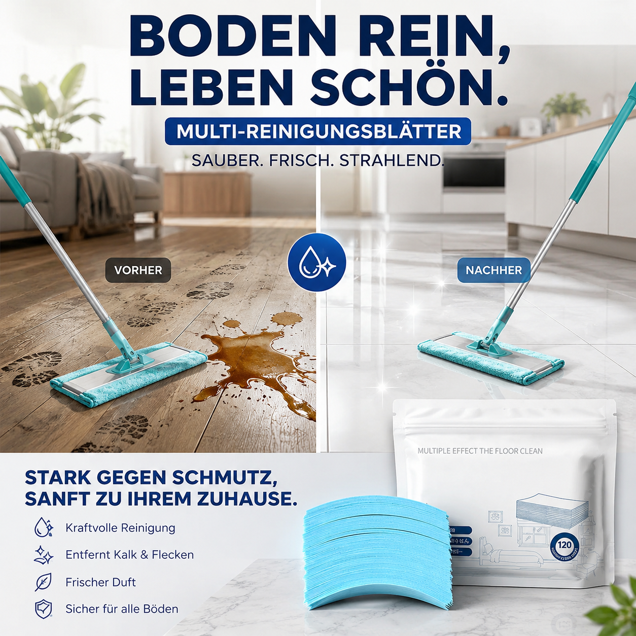 📢📢 50% RABATT!! ⏰💞 2+1 GRATIS!! 🎁💧 Wasserlösliche Bodenreinigungstücher1