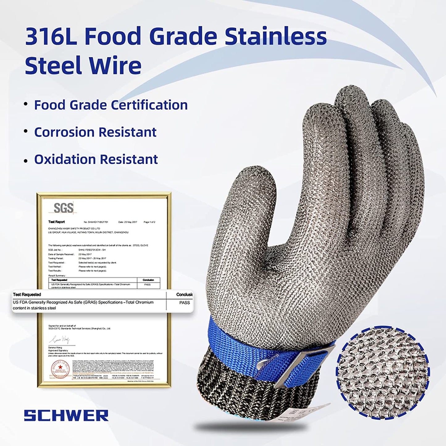 🛡️ Nur für kurze Zeit: 50 % Rabatt! ✨ Handschuhe aus Metallgewebe in Lebensmittelqualität – schnittfest, entsprechen der Norm ANSI A9, leicht zu reinigen 🍖