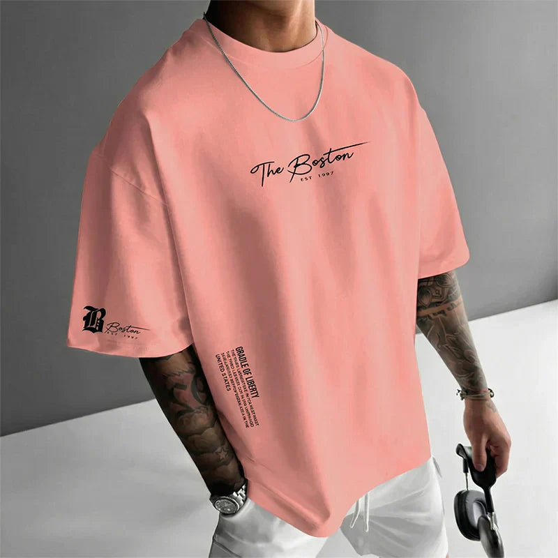 Herren Urban Style Loose Fit T-Shirt – Premium Baumwollmix, Lässiger Oversize-Schnitt & Grafikdruck