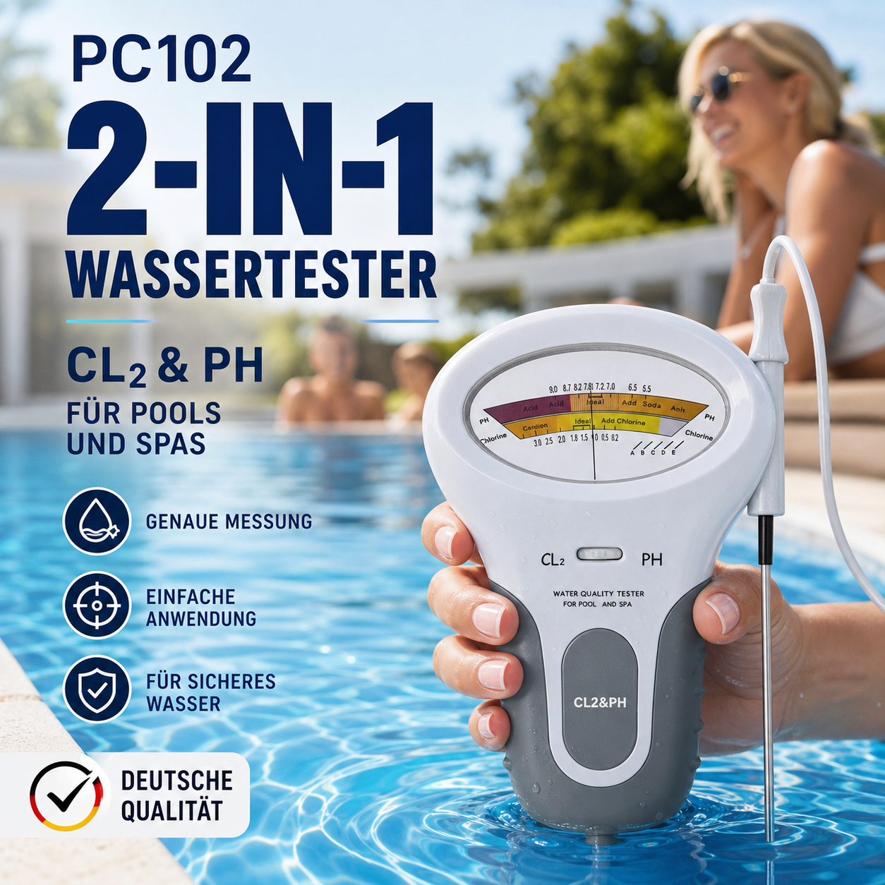 📢📢50 % Rabatt!! 🔬🏊 pH- und Chlortester für Wasser