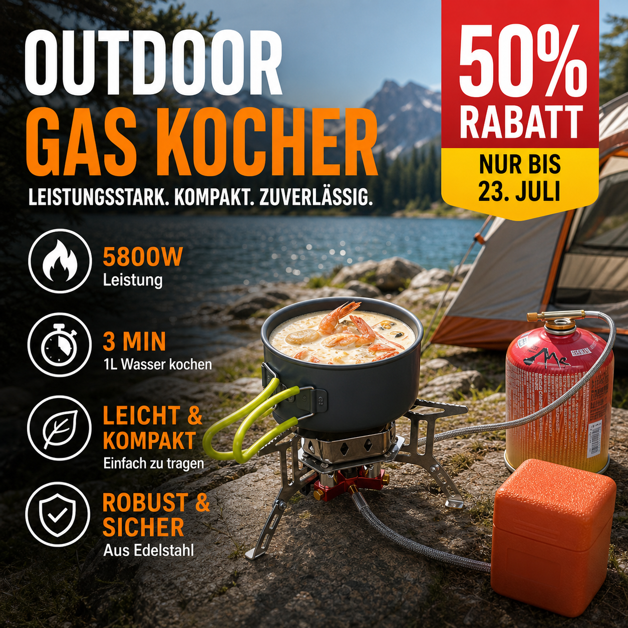 🔥 50% RABATT! 🏕️ Windfester Gasbrenner für Camping & Outdoor-Aktivitäten – Kompakt & leistungsstark – Ideal für Trekking, Picknick oder Notfall – zuverlässige Flamme bei Wind 🌬️
