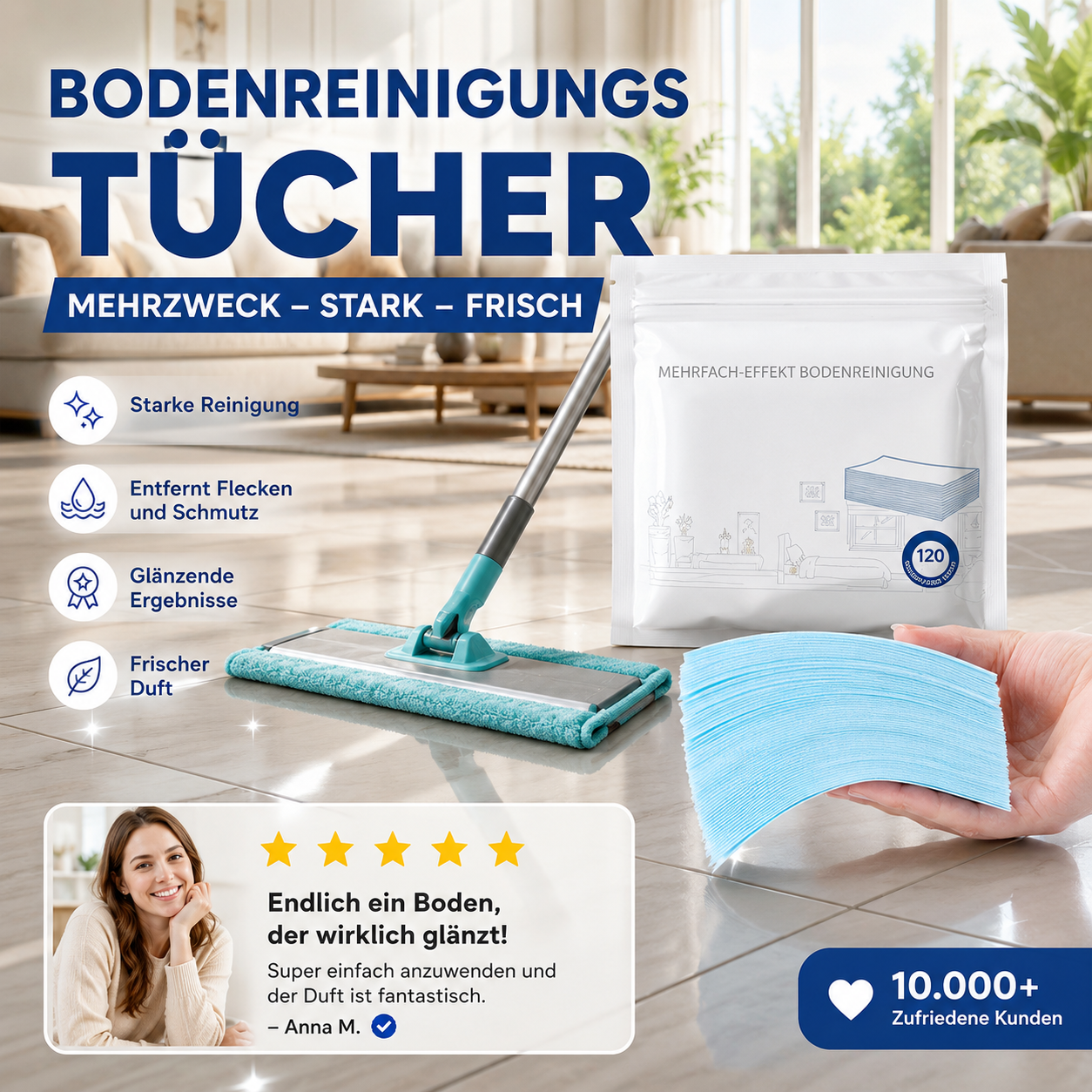 📢📢 50% RABATT!! ⏰💞 2+1 GRATIS!! 🎁💧 Wasserlösliche Bodenreinigungstücher1