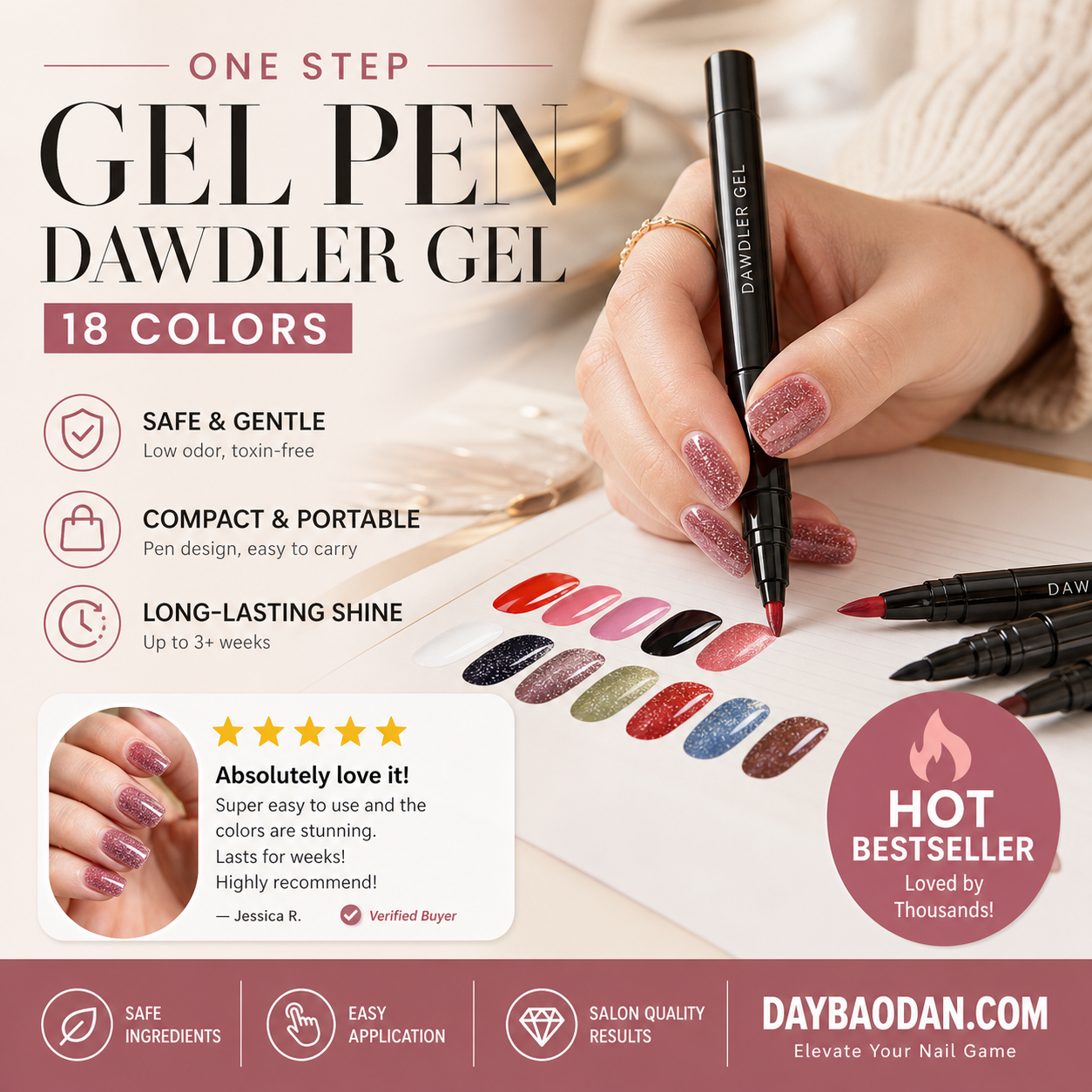 ⏳1 Kaufen, 1 Gratis ! ✨ Ein-Schritt-Nagellackstift • Gratis Mini-UV-Nagellampe
