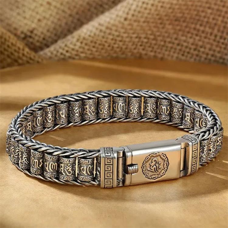 ⏳Nur für kurze Zeit 50 % Rabatt⏰Tibetisches Gebetsmühlen-Armband – 925er Sterlingsilber, Glücksbringer & Valentinstagsgeschenk⛓️