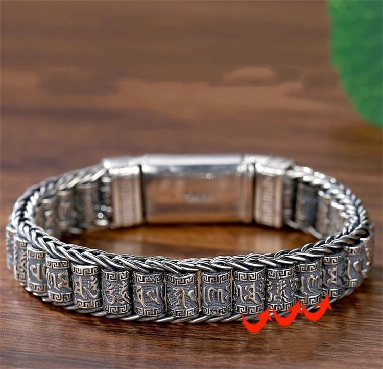 ⏳Nur für kurze Zeit 50 % Rabatt⏰Tibetisches Gebetsmühlen-Armband – 925er Sterlingsilber, Glücksbringer & Valentinstagsgeschenk⛓️