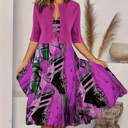 💎 -50% AUF DAS ELEGANTE ZWEITEILER-SET! 💎 Ärmelloses Kleid & Kurzer Cardigan – Perfekt für Cocktailpartys & Business 👗
