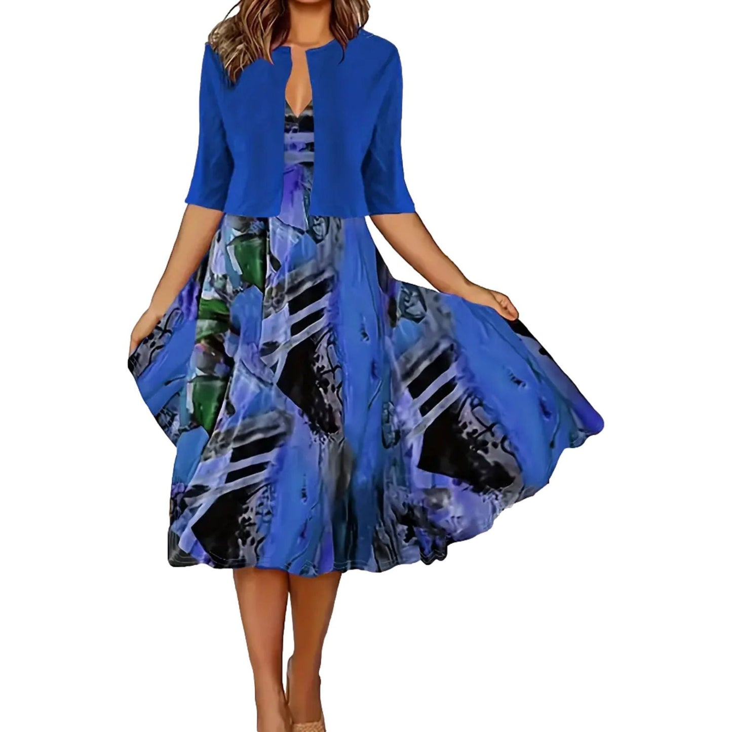 💎 -50% AUF DAS ELEGANTE ZWEITEILER-SET! 💎 Ärmelloses Kleid & Kurzer Cardigan – Perfekt für Cocktailpartys & Business 👗