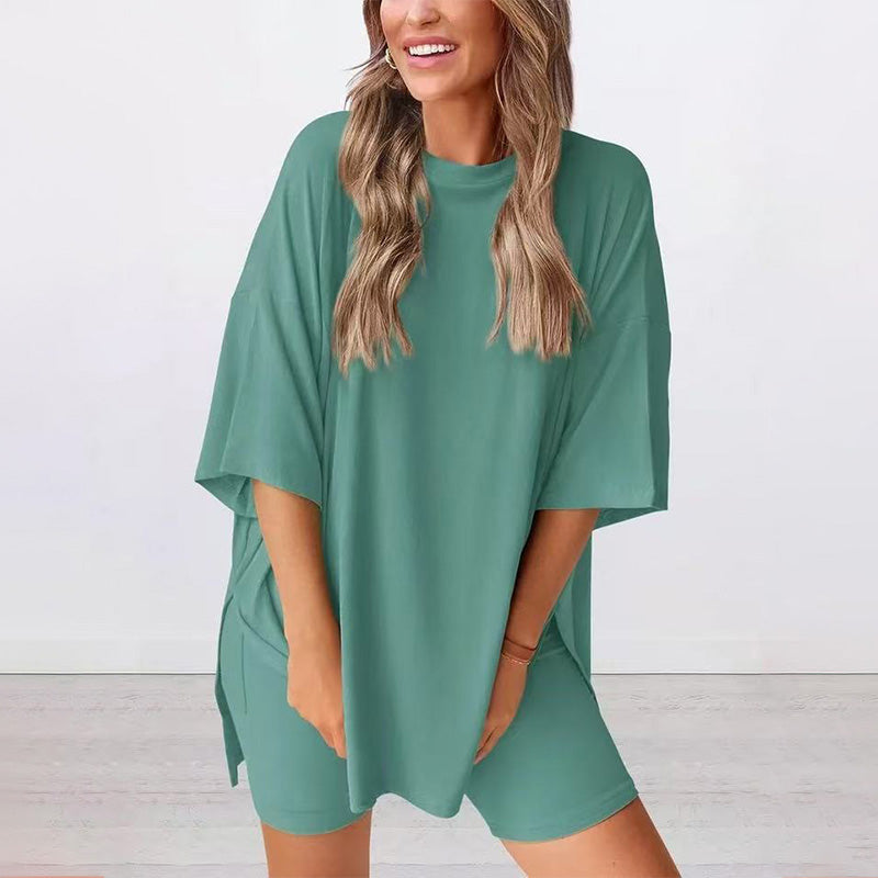 🔥 Letzter Tag! 57% Rabatt 2-teiliges Damen Sommer Set 🩳 Lockeres Oversize-Shirt + Shorts