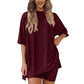 🔥 Letzter Tag! 57% Rabatt 2-teiliges Damen Sommer Set 🩳 Lockeres Oversize-Shirt + Shorts