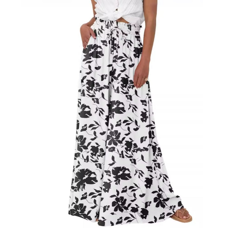 ✨Sommer-Sonderangebot 50% RABATT!💕Weit geschnittene Hose mit Blumenmuster und hoher Taille