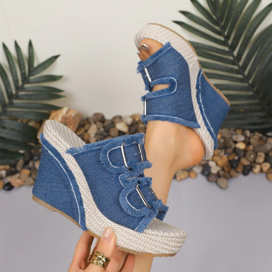 ✨ Sommer-Sonderangebot 50% RABATT! 👡 ✨Denim-Plateausandalen für Damen  Lässig & Stylisch
