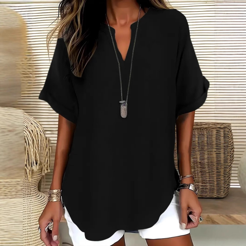 🌸Sommer-Sonderverkauf 50% RABATT 👕 Modisches lockeres einfarbiges Kurzarm-OberteilModisches lockeres einfarbiges Kurzarm-Oberteil