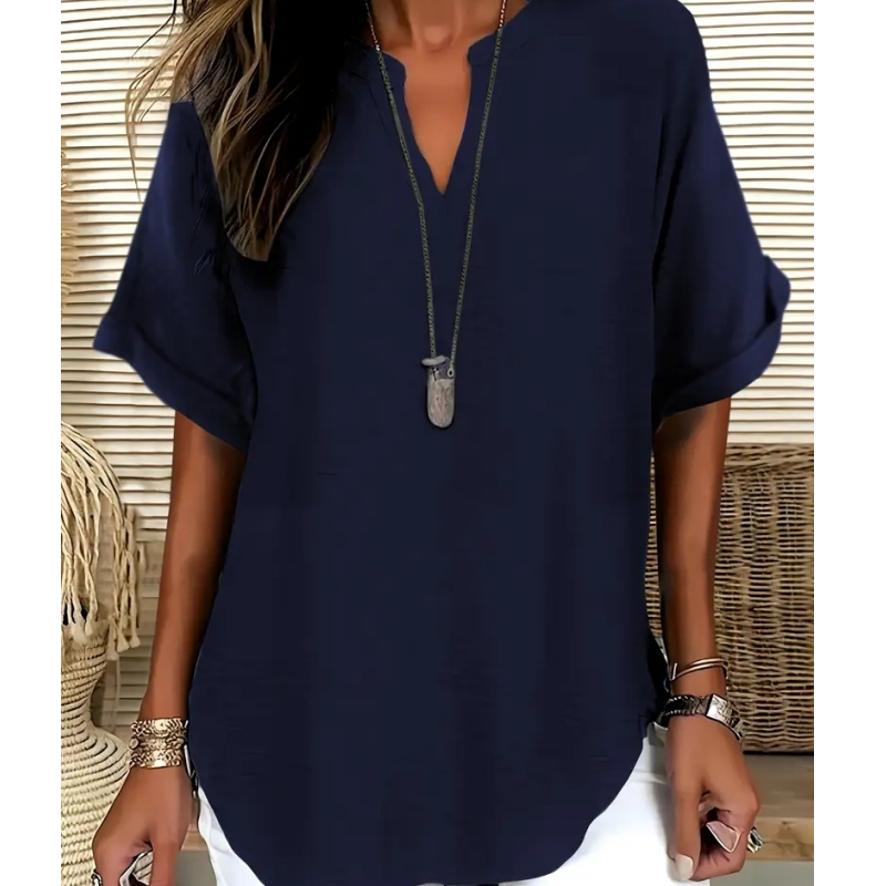 🌸Sommer-Sonderverkauf 50% RABATT 👕 Modisches lockeres einfarbiges Kurzarm-OberteilModisches lockeres einfarbiges Kurzarm-Oberteil