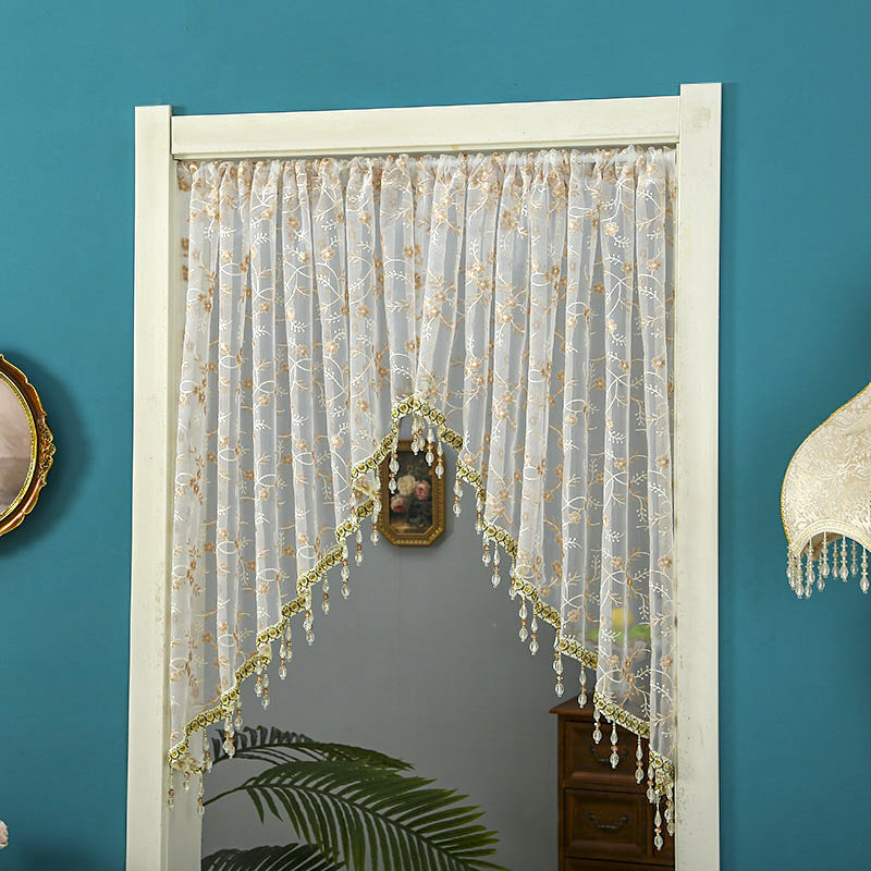 🛍️ 50 % Rabatt – Leichter Stickvorhang mit Perlen – halbtransparent, stickverziert, montagefreundlich & vielseitig für Wohnzimmer, Schlafzimmer & Flur 🪟