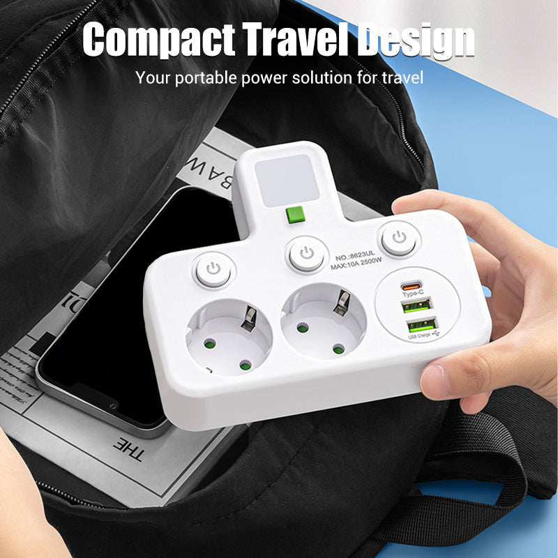 🔌EU-Stecker-Wandler-Steckdose mit 4 Steckdosen, Multi-Port-Wanddose mit unabhängigem Schalter und kleinem Nachtlichtadapter