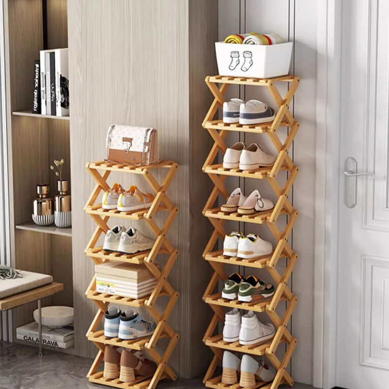 👟 Langlebiges zusammenklappbares Bambus-Schuhregal – Mehrstufig & platzsparend!