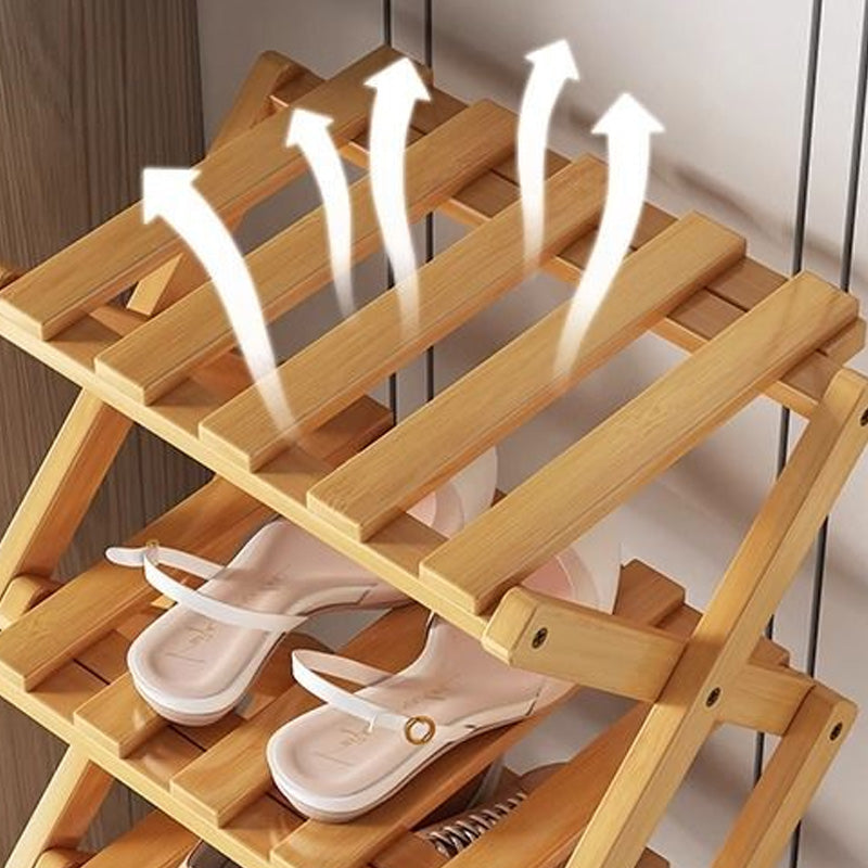 👟 Langlebiges zusammenklappbares Bambus-Schuhregal – Mehrstufig & platzsparend!