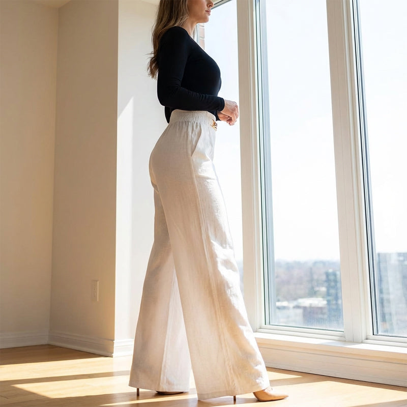 👖50% RABATT!💃Damenhose – Hoher Bund, weites Bein, mit Gürtelakzent und vielseitigem Look✨