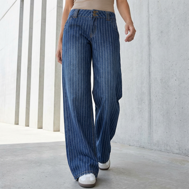 🔥50 % Rabatt!🎉Damen-Jeans mit Streifenmuster und niedriger Leibhöhe im Y2K-Stil