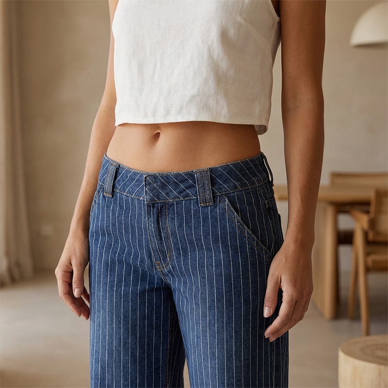 🔥50 % Rabatt!🎉Damen-Jeans mit Streifenmuster und niedriger Leibhöhe im Y2K-Stil
