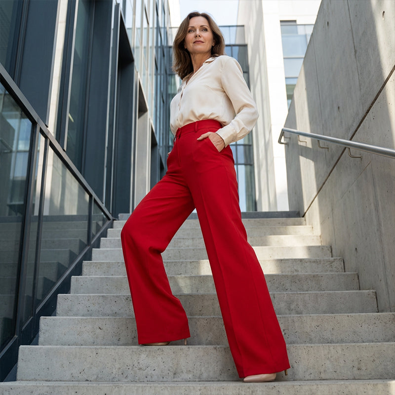 ✨ LIMITED-TIME 50% RABATT! | Damen Hohe Taille Weites Bein Hose – Fließender Schnitt, Knitterfrei, Elegante Freizeit- & Business-Hose