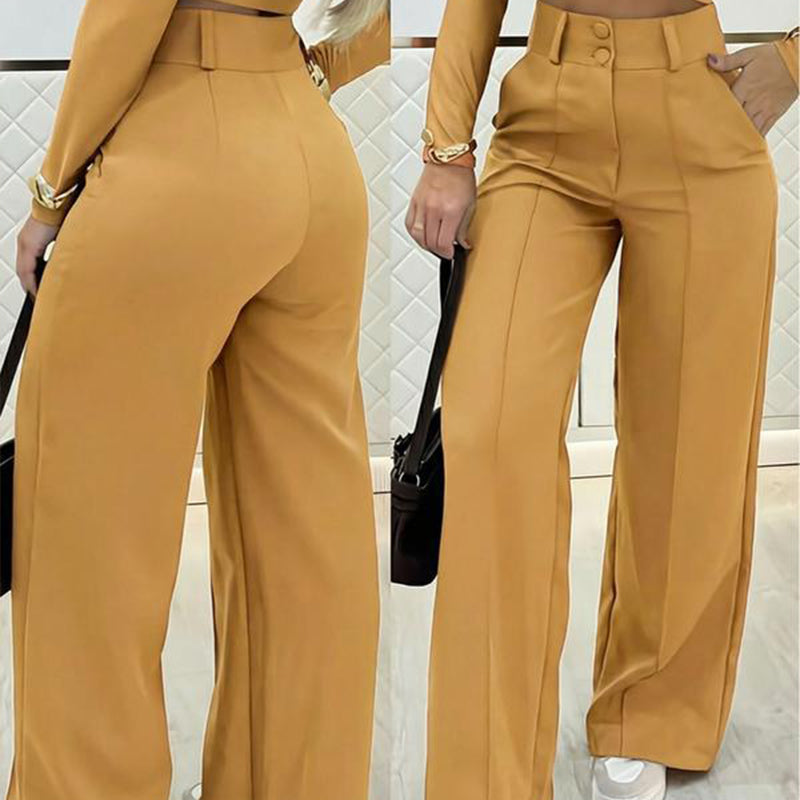 ✨ LIMITED-TIME 50% RABATT! | Damen Hohe Taille Weites Bein Hose – Fließender Schnitt, Knitterfrei, Elegante Freizeit- & Business-Hose