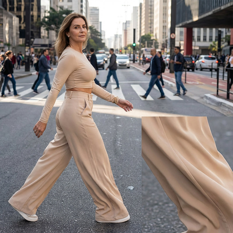 ✨ LIMITED-TIME 50% RABATT! | Damen Hohe Taille Weites Bein Hose – Fließender Schnitt, Knitterfrei, Elegante Freizeit- & Business-Hose