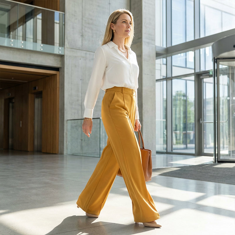 ✨ LIMITED-TIME 50% RABATT! | Damen Hohe Taille Weites Bein Hose – Fließender Schnitt, Knitterfrei, Elegante Freizeit- & Business-Hose