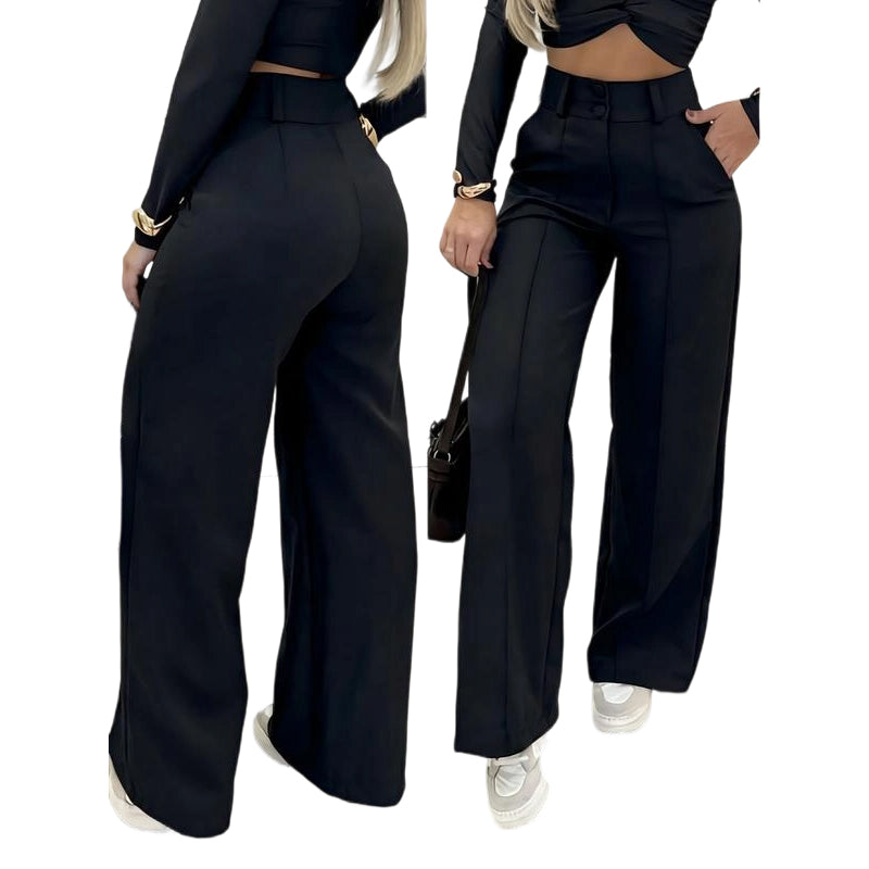 ✨ LIMITED-TIME 50% RABATT! | Damen Hohe Taille Weites Bein Hose – Fließender Schnitt, Knitterfrei, Elegante Freizeit- & Business-Hose