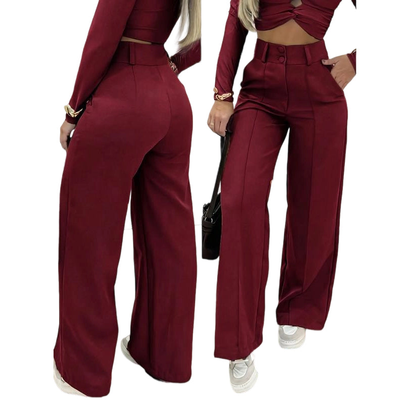 ✨ LIMITED-TIME 50% RABATT! | Damen Hohe Taille Weites Bein Hose – Fließender Schnitt, Knitterfrei, Elegante Freizeit- & Business-Hose
