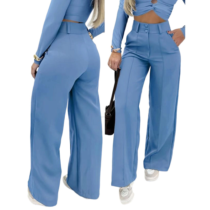 ✨ LIMITED-TIME 50% RABATT! | Damen Hohe Taille Weites Bein Hose – Fließender Schnitt, Knitterfrei, Elegante Freizeit- & Business-Hose