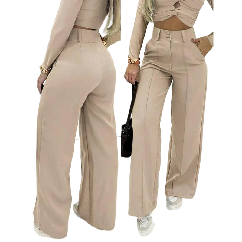 ✨ LIMITED-TIME 50% RABATT! | Damen Hohe Taille Weites Bein Hose – Fließender Schnitt, Knitterfrei, Elegante Freizeit- & Business-Hose