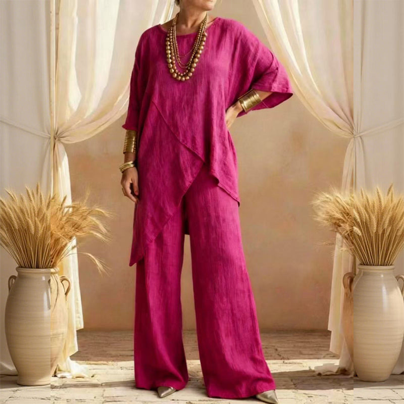 🔥Solange der Vorrat reicht 50 % Rabatt!🎉Zweiteiliges Damen-Outfit mit lockerer Passform und asymmetrischem Oberteil