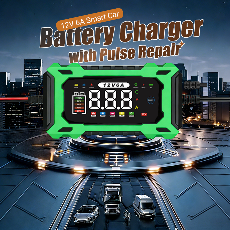🔥Zeitlich begrenztes Angebot Intelligentes 12V Autoladegerät 6A mit Impulsreparatur - LCD-Display
