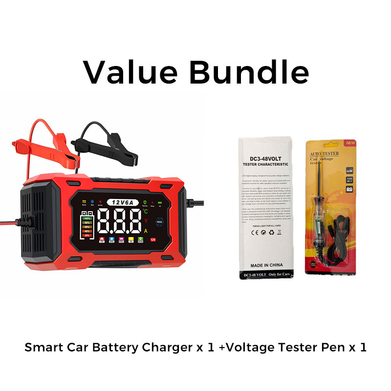 🔥Zeitlich begrenztes Angebot Intelligentes 12V Autoladegerät 6A mit Impulsreparatur - LCD-Display
