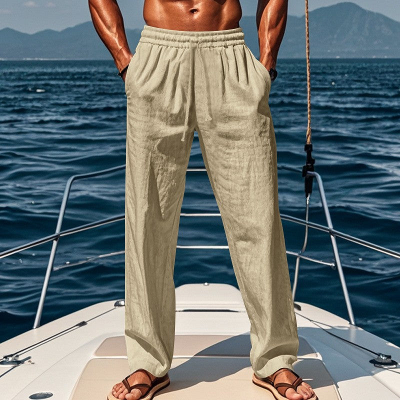 👖 ZEITLICH BEGRENZTER 50% RABATT! ✨ Herren-Leinenhose – Lockere Passform, Kordelzug am Bund, Funktionale Taschen 🌿