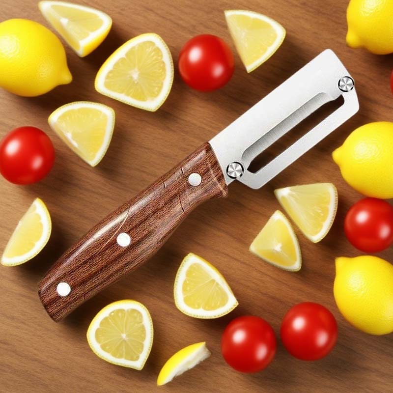 🥕 KAUFE 2, ERHALTE 1 GRATIS! 🔪 Multifunktions-Schäler – Rasiermesserscharfe Klinge, Ergonomischer Holzgriff & Integrierter Flaschenöffner für Die Küche ✨