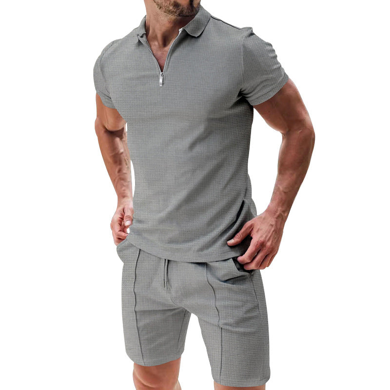 🌊☀️ Sommerliche Freizeit Kombination aus Kurzarm-Hemd mit Reißverschluss und Shorts 👕🩳 atmungsaktiv, schnelltrocknend & ideal für Urlaub und Garten
