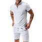 🌊☀️ Sommerliche Freizeit Kombination aus Kurzarm-Hemd mit Reißverschluss und Shorts 👕🩳 atmungsaktiv, schnelltrocknend & ideal für Urlaub und Garten