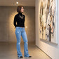 👖 Damen Ripped Flare Jeans – Schlank, Trendig, Ausgefranster Saum – Für Streetstyle & Lässig