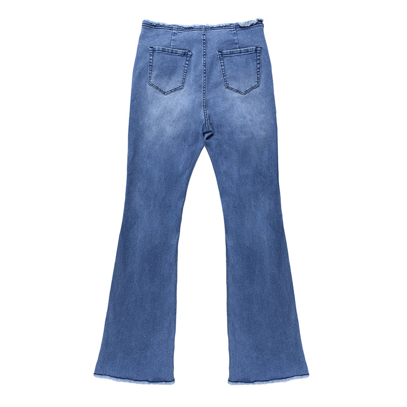 👖 Damen Ripped Flare Jeans – Schlank, Trendig, Ausgefranster Saum – Für Streetstyle & Lässig