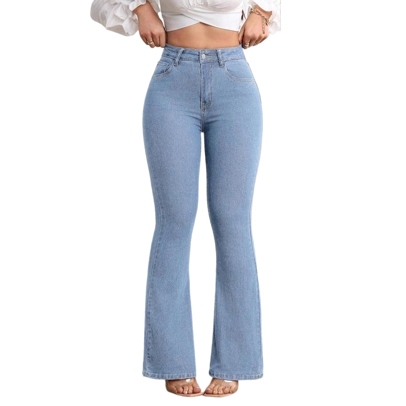 👖✨ Damen High-Waist Schlaghose – Slim Fit, Stretch, Locker & Leicht ausgestellte Jeans für Frühling