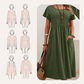 👗 50% RABATT! ✨ Faltenkleid für Damen mit Kurzen Ärmeln & Taschen – Bequem, Leicht & Perfekt für Den Sommer ☀️