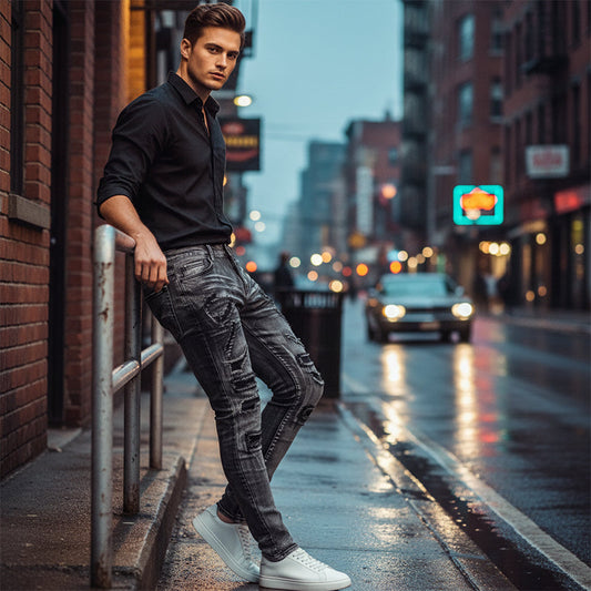 ✨🔥【Neuheiten 2026】Herren Slim-Fit Destroyed Jeans👖Eine Kombination aus Stil und Komfort