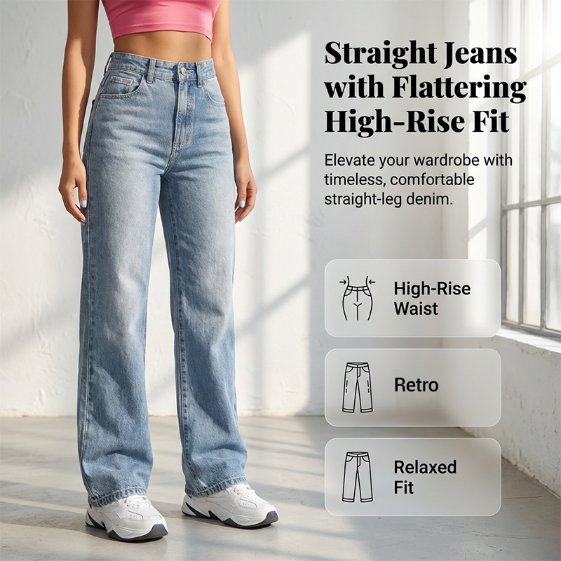 ✨ LIMITED-TIME 50% RABATT! | Damenjeans mit hoher Taille und geradem Bein👖