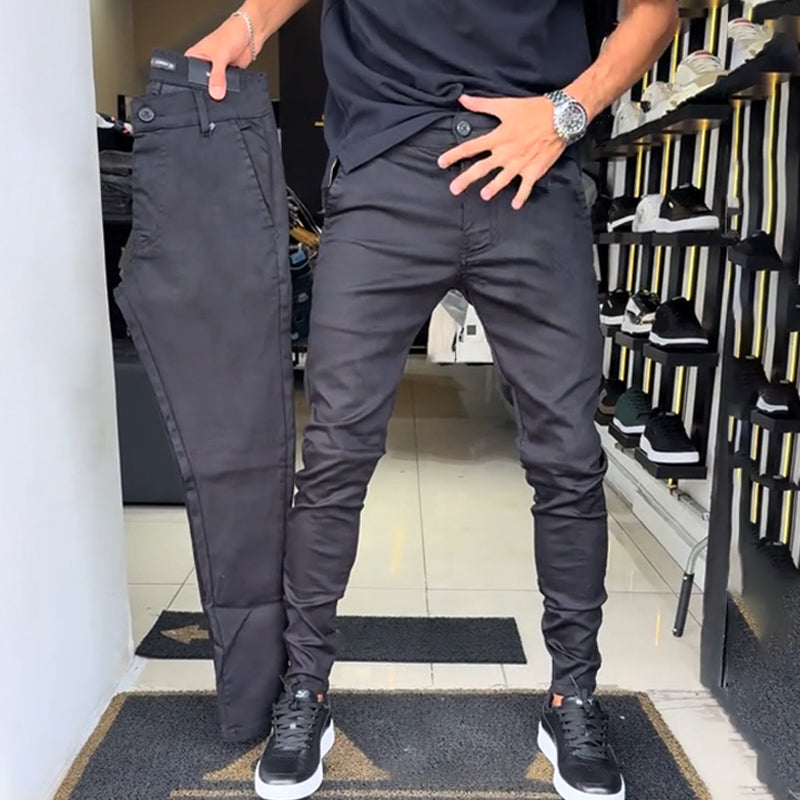 Herren Slim-Fit Freizeithose in Einfarbig