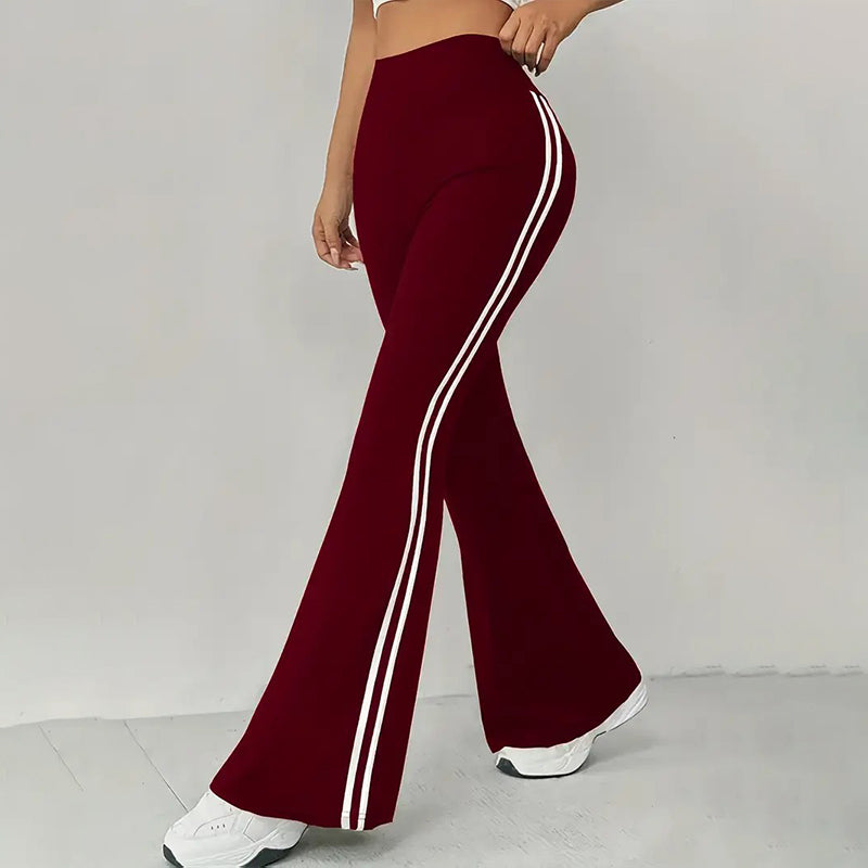 🔥50 % Rabatt | Retro-Hose mit hoher Taille, seitlichen Streifen und ausgestelltem Bein – schlank machendes Design mit seitlichen Streifen ✨👖