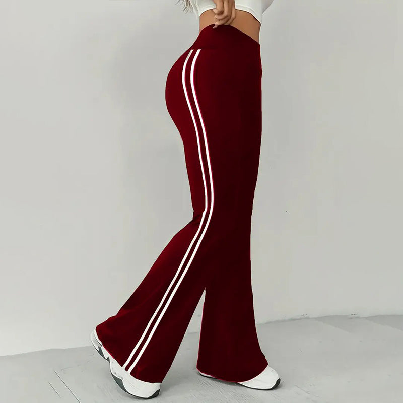 🔥50 % Rabatt | Retro-Hose mit hoher Taille, seitlichen Streifen und ausgestelltem Bein – schlank machendes Design mit seitlichen Streifen ✨👖