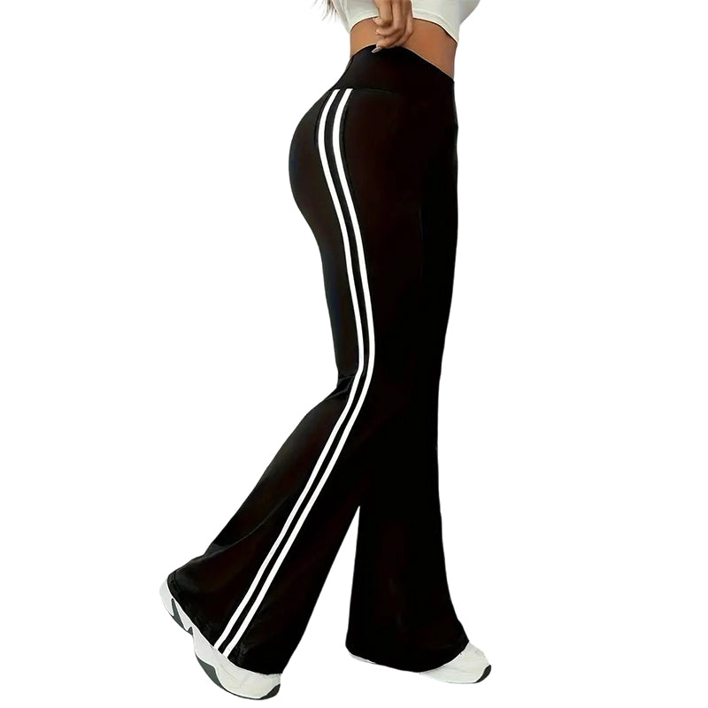 🔥50 % Rabatt | Retro-Hose mit hoher Taille, seitlichen Streifen und ausgestelltem Bein – schlank machendes Design mit seitlichen Streifen ✨👖