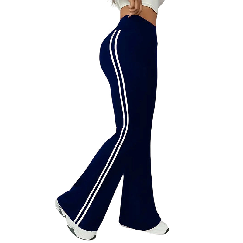 🔥50 % Rabatt | Retro-Hose mit hoher Taille, seitlichen Streifen und ausgestelltem Bein – schlank machendes Design mit seitlichen Streifen ✨👖